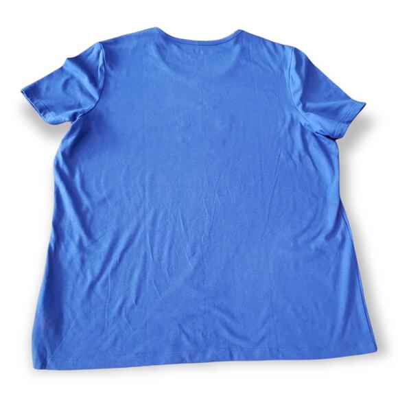 Coral Bay Blue Flower Embellished Short Sleeved Shirt - Size Extra Large - Picture 2 of 4